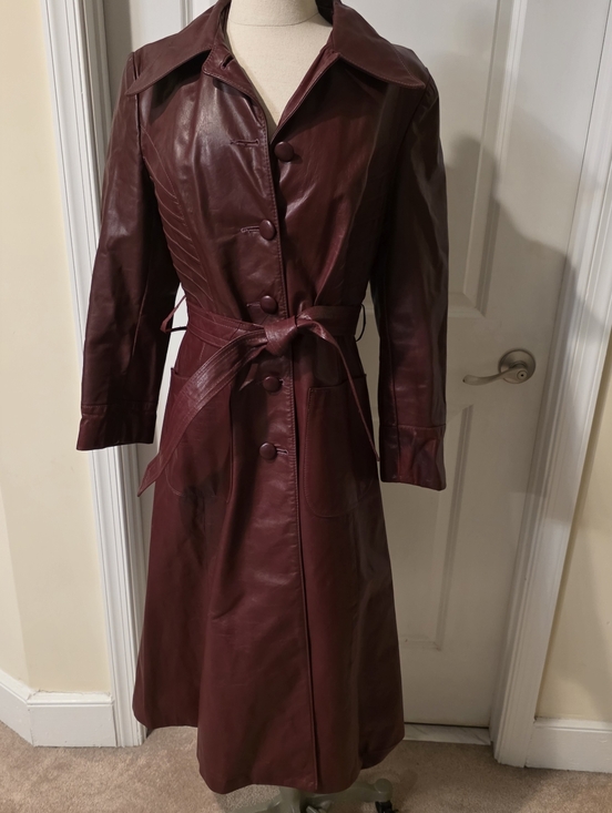 Vintage Jackets & Blazers - Stunning Leather Coat Trench Size Small